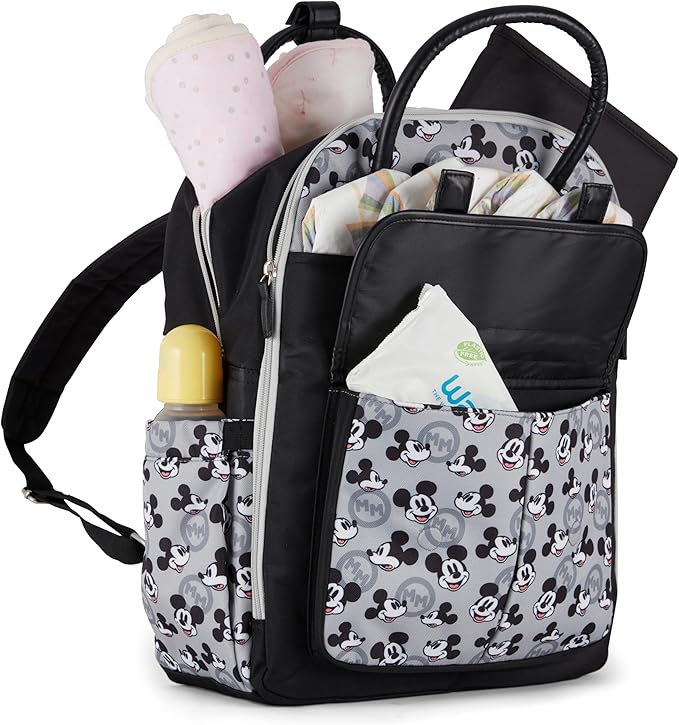 Disney Cudlie Backpack Diaper Bag for Moms | Large Spacious Travel Diaper Backpack for Baby Boy and Girl | 16-Inches Height Multi-Functional Baby Bag with Cute Patterns