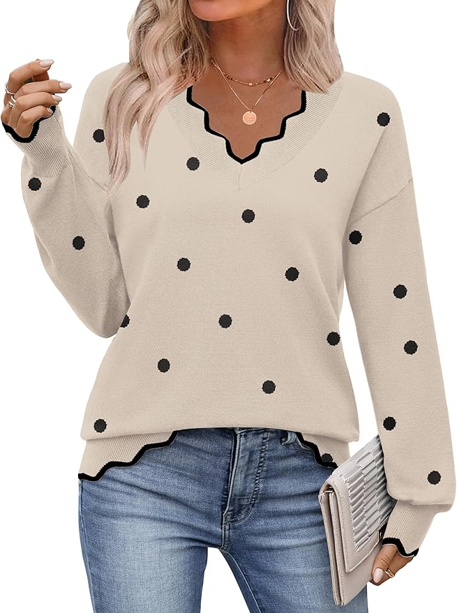 Zeagoo Women's 2026 Fall V Neck Sweater Casual Long Sleeve Lightweight Ribbed Knit Pullover Sweaters Dressy Casual Tops