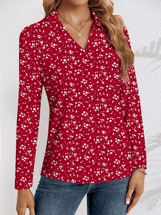 3/4 Length Sleeve Womens Tops Dressy Casual V Neck Polo Shirts Business Work Blouses 2025 Trendy Tunic Top