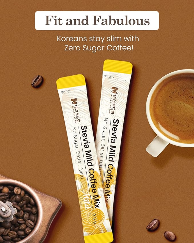 NATUREDREAM Zero Sugar Korean Coffee (30 Sticks) - Single Serve Portable Instant Coffee Packets with Creamer. Sugar-Free, Healthy Coffee Mix.