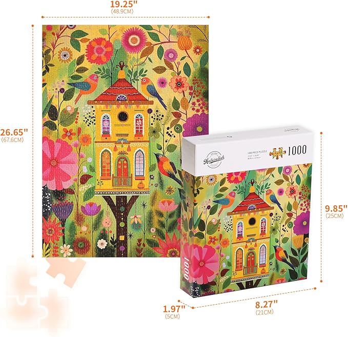 Naturelish Jigsaw Puzzle for Adults 1000 Pieces, Magical Forest Treehouse, Vibrant Colors Fantasy Whimsical Tree Art Puzzle, Challenging Game for Family Friends Gifts Home Decor, 20x27 Inches