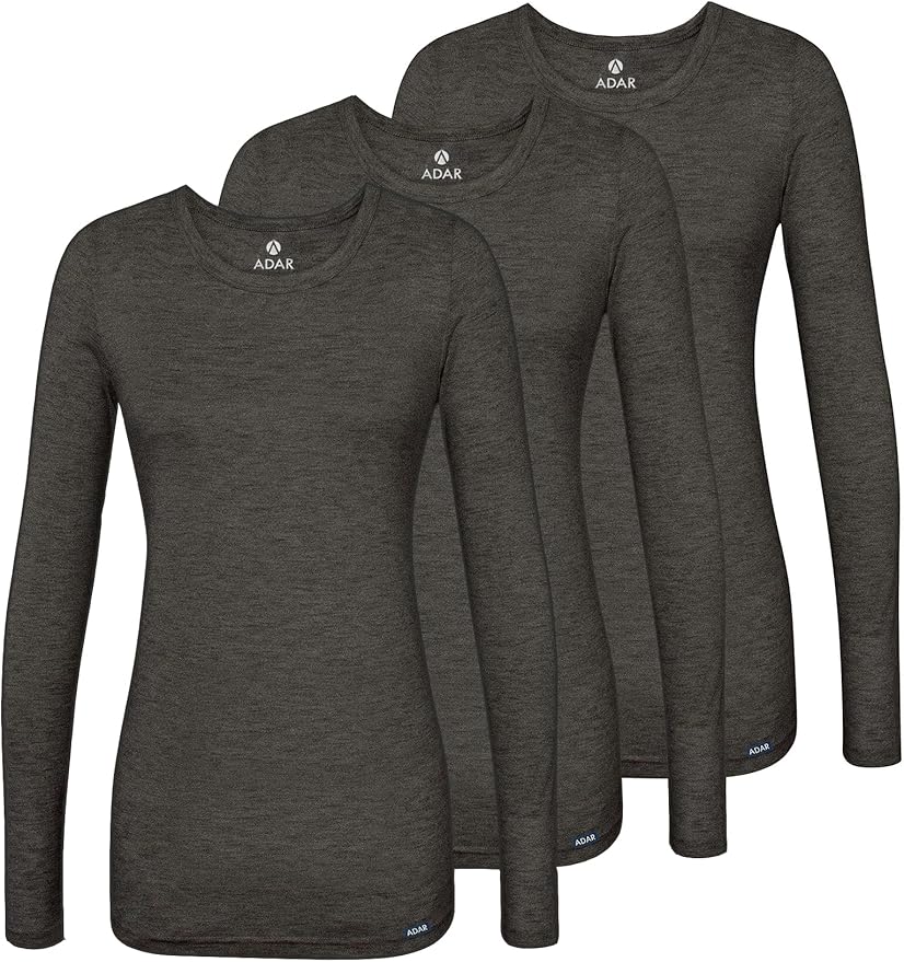 Adar Underscrubs for Women 3 Pack - Long Sleeve Underscrub Comfort Tee