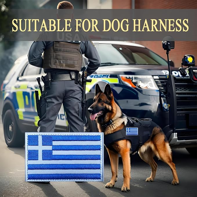 EmWoot 2PCS Greece Flag Patch Embroidered Morale Patch Military Tactical Patches Hook and Loop(Greece 01)