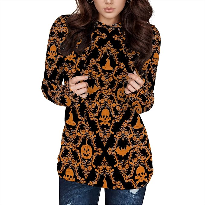 domirica Halloween Womens Pullover Sweatshirts Trendy Drawstring Fall Sweatshirt Halloween Best Gift For Wife And Daughter
