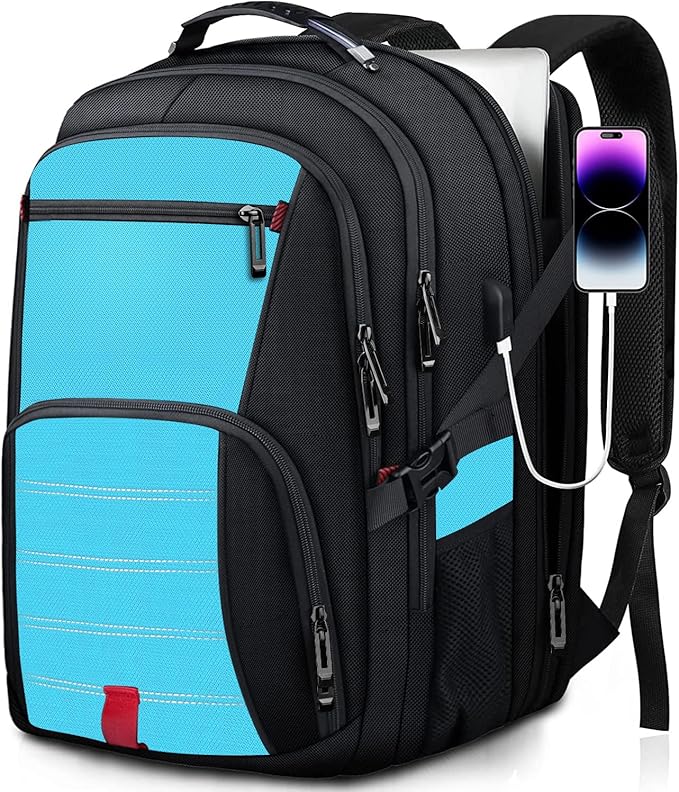 ANTERK Extra Large Backpack, Travel Backpack, Sturdy TSA Water Resistant 17.3 Inch Carry on Backpacks with USB Port, Anti Theft Business Computer Backpacks Gifts for Men Women, Lake Blue