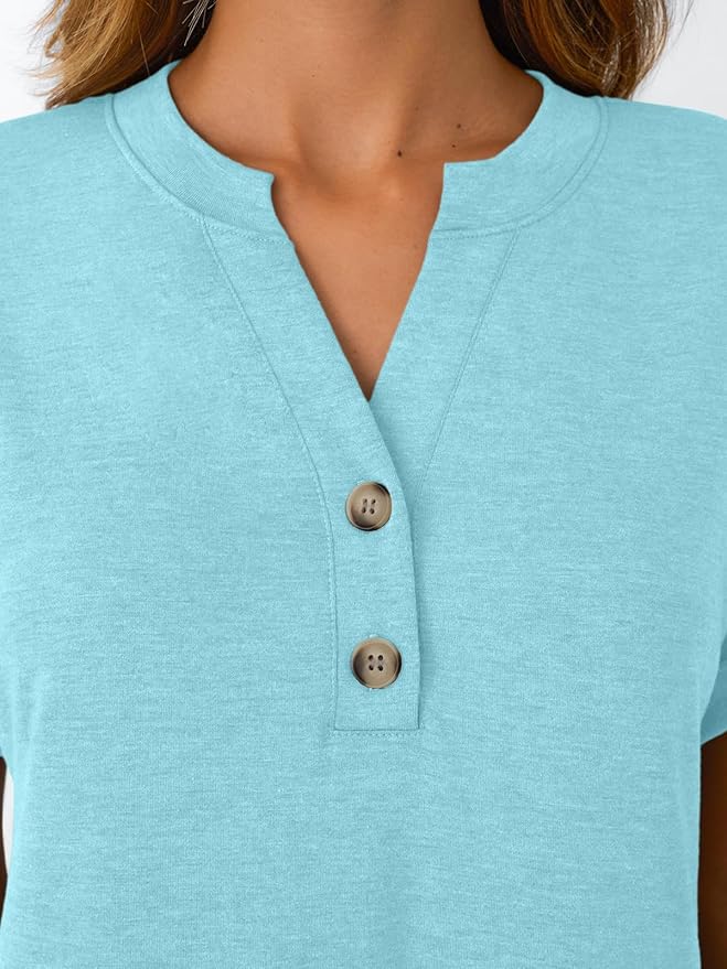 AUTOMET Women's Short Sleeve Shirts Henley Dressy Casual Summer Tops 2026 Spring Fashion Trendy Cute T-Shirts