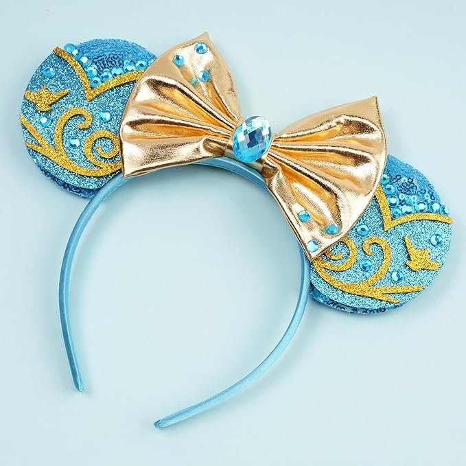 zhezesmila Sparkling Mouse Ears Sequin Bow Ears Headband for Women Dazzling Princess Hair Band Headwear for Princess Costume Theme Birthday Party