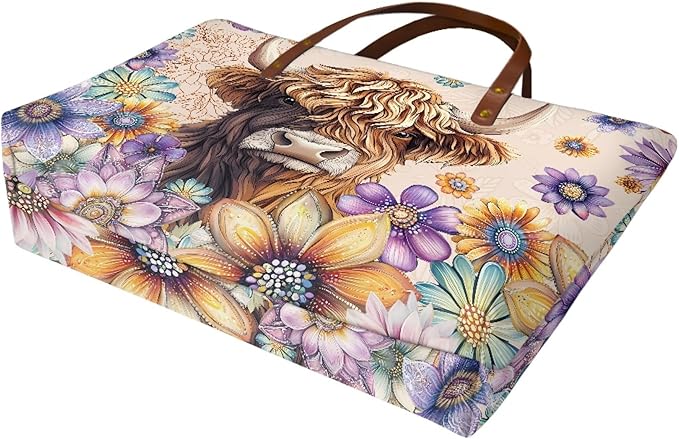 Womens Zip Up Tote Handbag Daisy Print Large Capacity Tote Purse Handbag Big Tote Bag Purse For Work Laptop