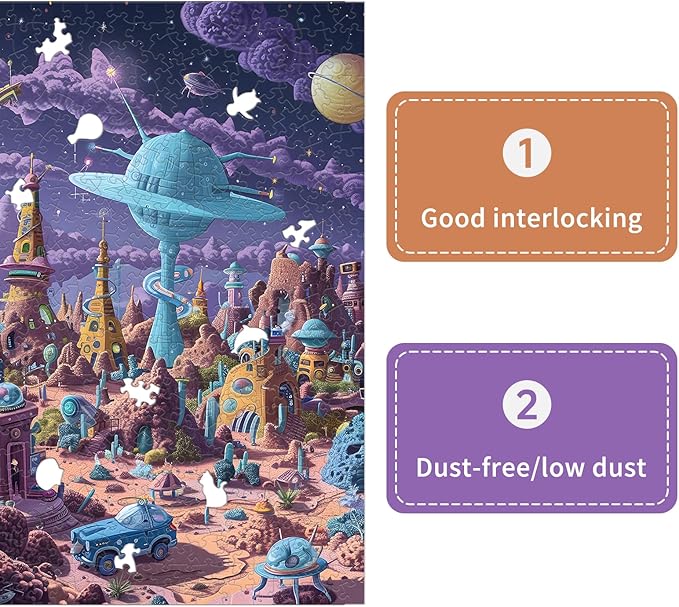 Naturelish Alien Planet Jigsaw Puzzles for Adults 1000 Pieces, Brain Challenging Shaped Puzzle for Game Night Family Friends, Size 26.6 x 19.2, Monsters Purple World