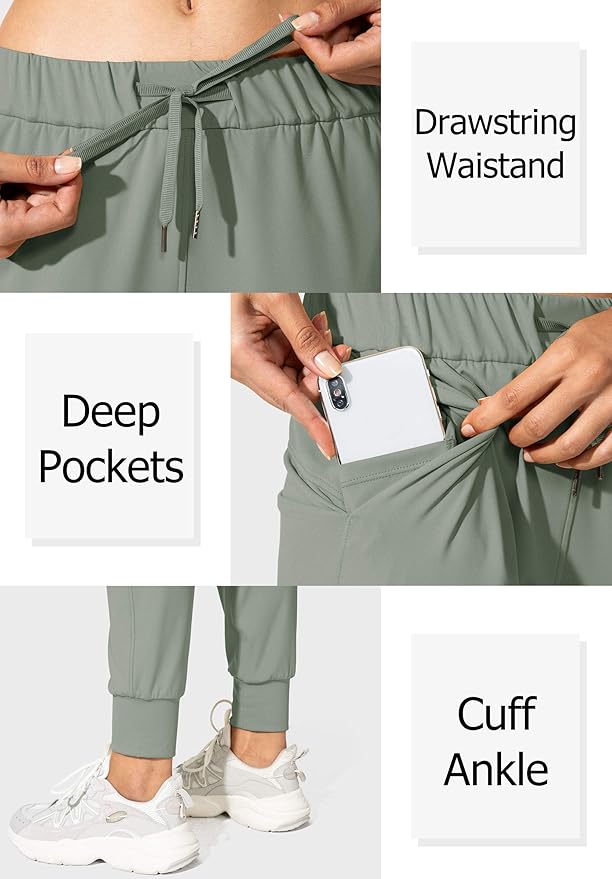 SANTINY Women's Joggers Pants Pockets Drawstring Running Sweatpants for Women Lounge Workout Jogging