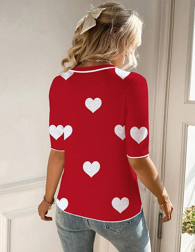 Zeagoo Women Short Sleeve Sweater Summer Crew Neck Dressy Casual Soft Knit Pullover Tops Trendy
