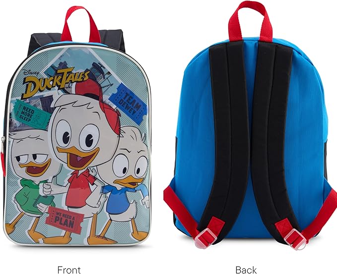 Disney Ducktales Big Face Backpack for Kids - Cute & Durable Kids Backpack for Boys with Padded Straps & Zip Compartment - Ideal Toddler Bookbag for School & Travel - 15”