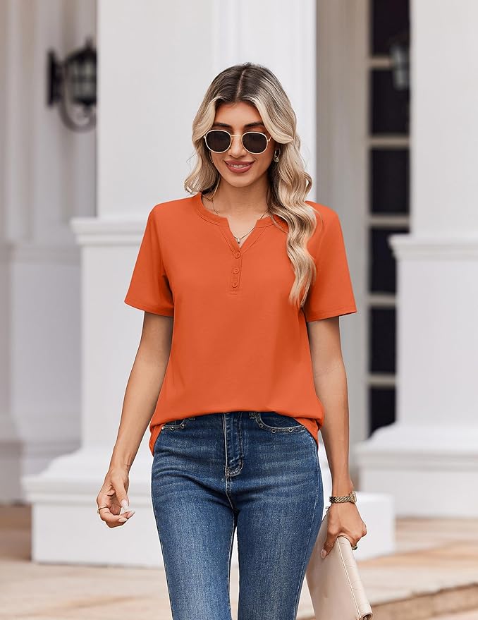 Zeagoo Womens Summer Tops V Neck Short Sleeve Shirts Dressy Casual Blouse Spring Vacation Tshirts Clothes