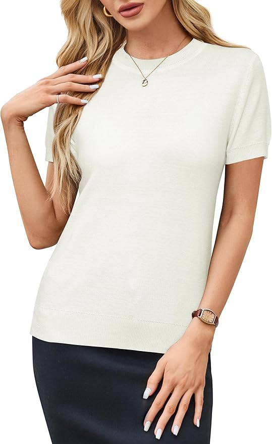 Arach&Cloz Women's Wool Blend Business Casual Essential Fall Layering Pullover Sweaters
