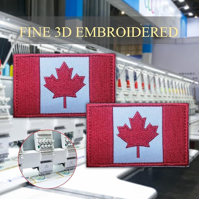 EmWoot 2PCS Canada Flag Patch Embroidered Morale Patch Military Tactical Patches Hook and Loop