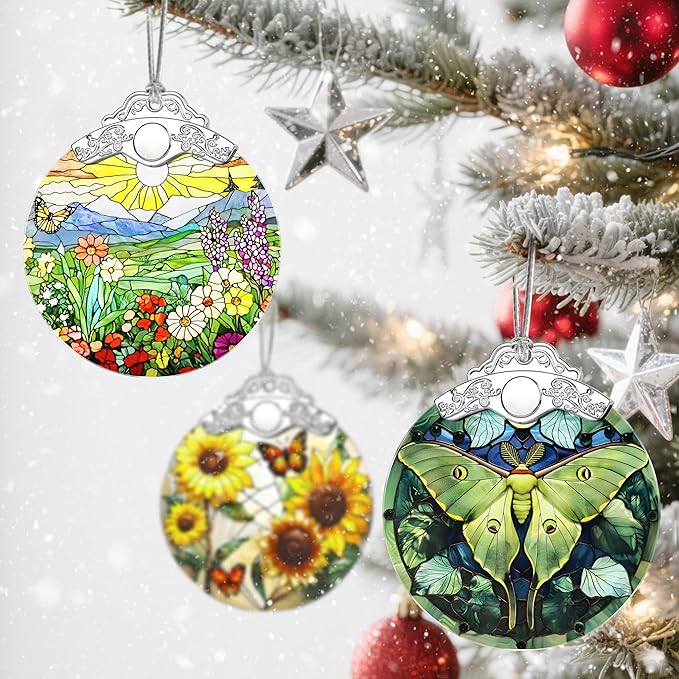 Stained Glass Ornament, Christmas Ornament, Hanging Ornaments for Home Decor & Christmas Tree Ornaments – Exquisite Holiday Decor, Xmas Gifts & Holiday Present - Wildflowers