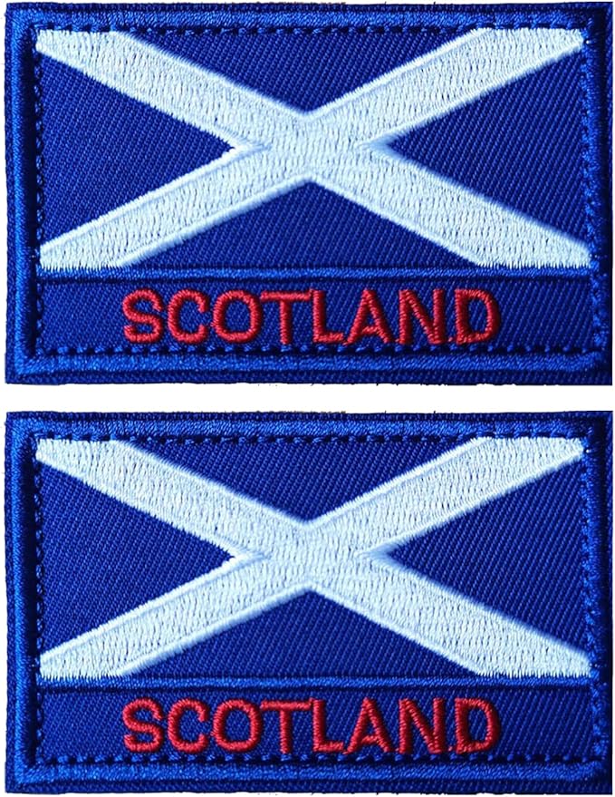 EmWoot 2PCS Scotland Flag Patch Embroidered Morale Patch Military Tactical Patches Hook and Loop