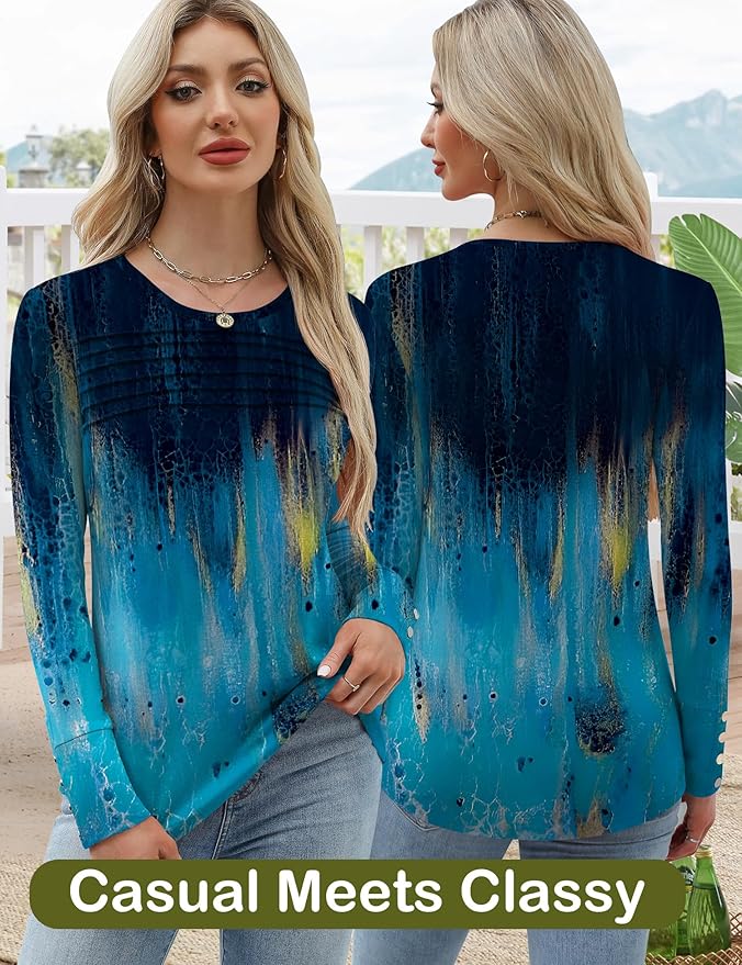 Blouses for Women Dressy Casual Long Sleeve Fall Fashion Tops Trendy Outfits for Work Office Shirts Thicker Clothes