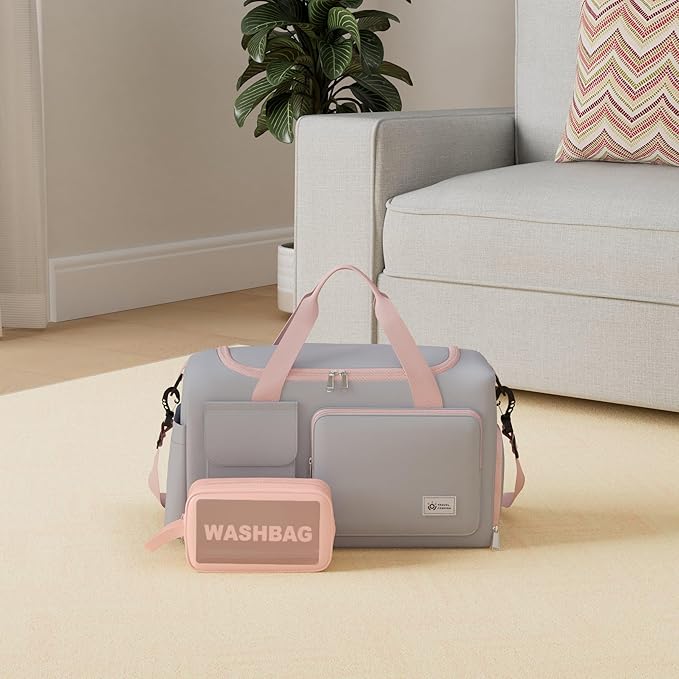 Small Gym Bag for Women, Travel Duffle Bag Carry On Weekender Bag with Shoe Compartment