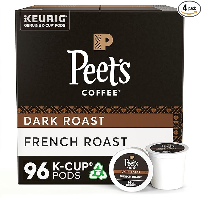 Peet's Coffee, Dark Roast K-Cup Pods for Keurig Brewers - French Roast 96 Count (4 Boxes of 24 K-Cup Pods)