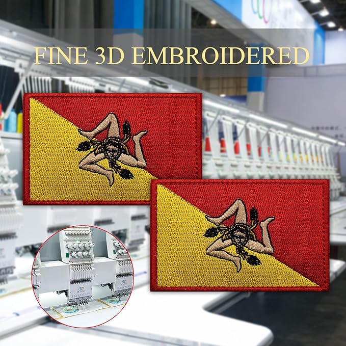 EmWoot 2PCS Sicilia Flag Patch Embroidered Morale Patch Military Tactical Patches Hook and Loop