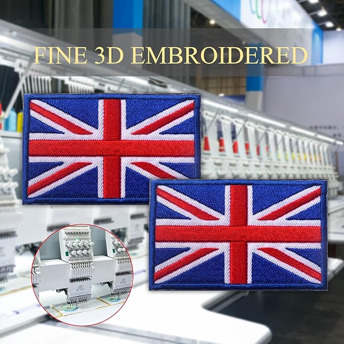 EmWoot 2PCS UK United Kingdom Flag Patch Embroidered Morale Patch Military Tactical Patches Hook and Loop