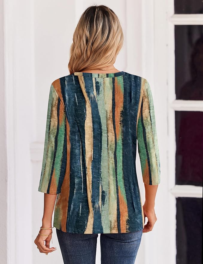 Zeagoo 3/4 Length Sleeve Womens Tops Casual Dressy Summer Blouses Buisness Work Spring Tee Shirts