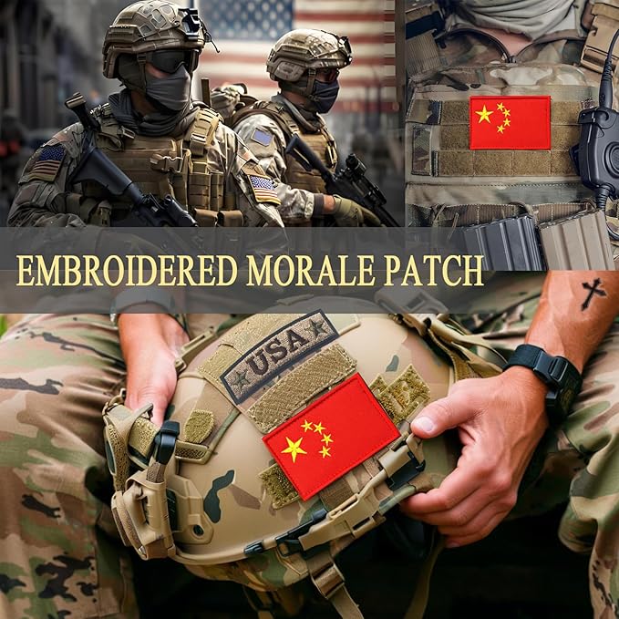 EmWoot 2PCS China Flag Patch Embroidered Morale Patch Military Tactical Patches Hook and Loop
