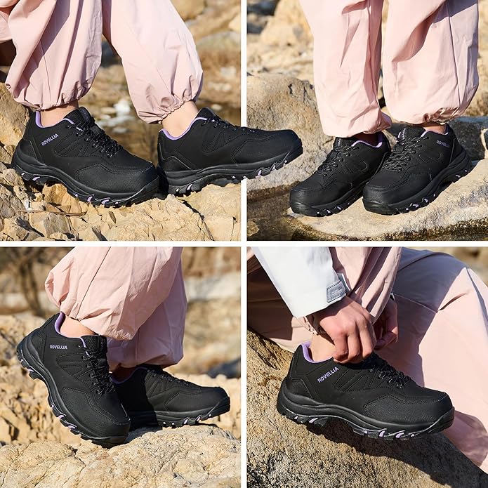 Waterproof Hiking Shoes Women Fashion Sneakers Tennis Walking Shoes Non-Slip Grip Ankle Support, Durable Comfort for Trekking, Trail Running, and Outdoor Adventures