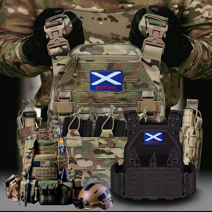 EmWoot 2PCS Scotland Flag Patch Embroidered Morale Patch Military Tactical Patches Hook and Loop