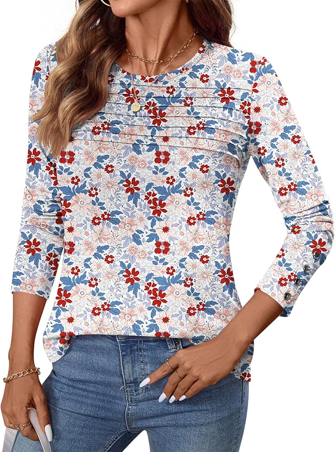 Blouses for Women Dressy Casual Long Sleeve Fall Fashion Tops Trendy Outfits for Work Office Shirts Thicker Clothes