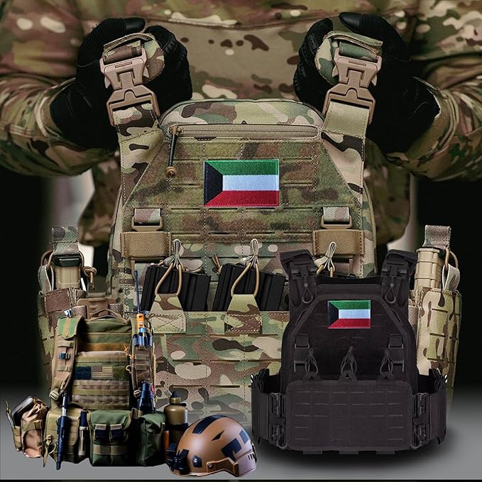 EmWoot 2PCS Kuwait Flag Patch Embroidered Morale Patch Military Tactical Patches Hook and Loop
