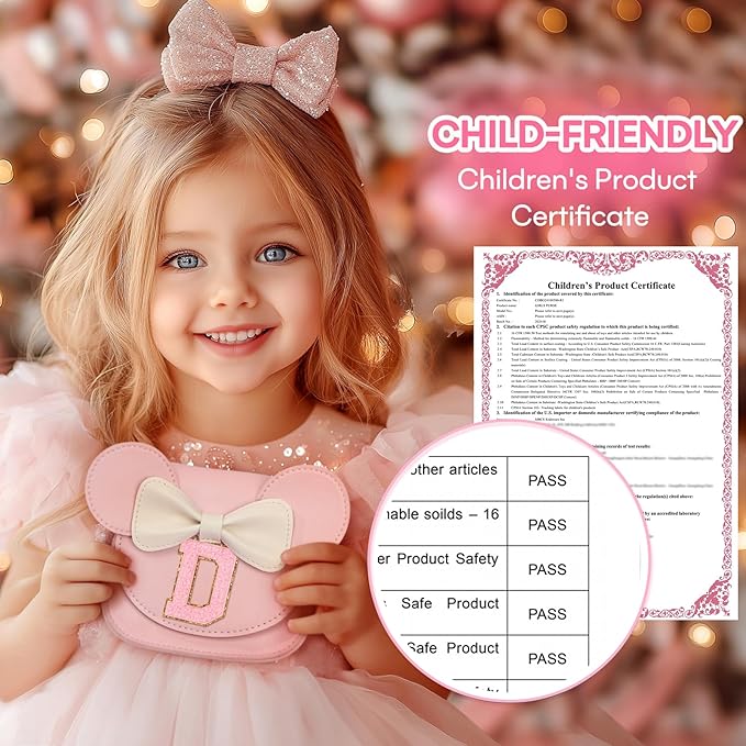 mibasies Toddler Purse Girl Gifts: Girls Birthday Gifts for 3-8 - Toys for Ages 2-4 Girls Mouse Ears Purse, Pink, Letter D