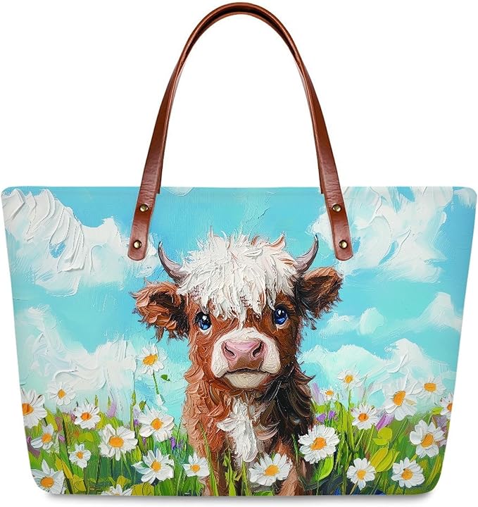 Womens Zip Up Tote Handbag Daisy Print Large Capacity Tote Purse Handbag Big Tote Bag Purse For Work Laptop