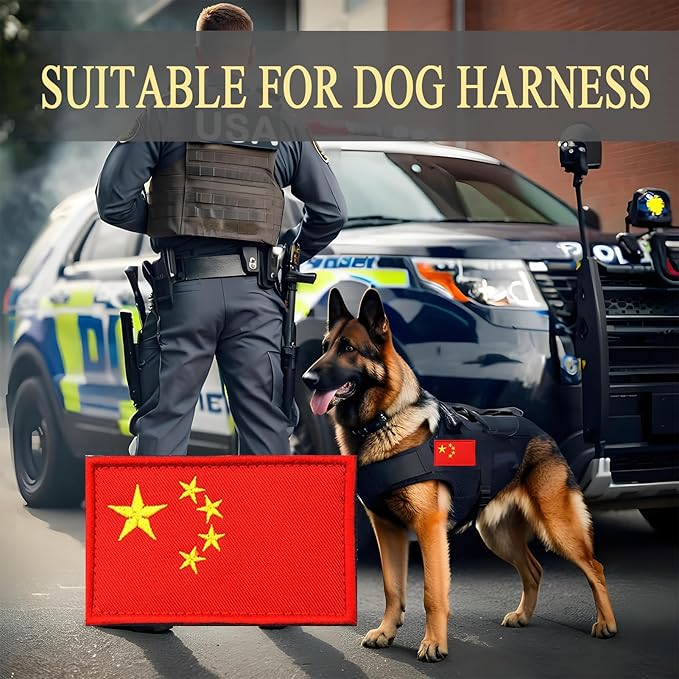 EmWoot 2PCS China Flag Patch Embroidered Morale Patch Military Tactical Patches Hook and Loop