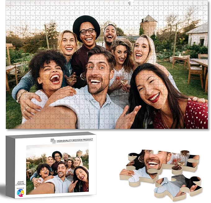 Custom Puzzle from Photos, Personalized Photo Puzzle1500 Pieces with Picture and Text, Personalized Gifts for Couple Family Wedding Kids Pet (1500 PCS-Horizontal)