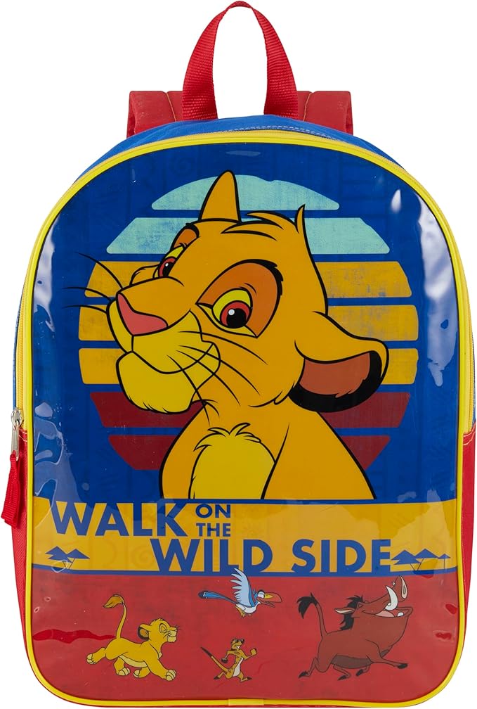 Disney Lion King Backpack for Kids 15” | Bookbag for Boys and Girls | Padded Straps & Large Zip Compartment | Lion King School Supplies