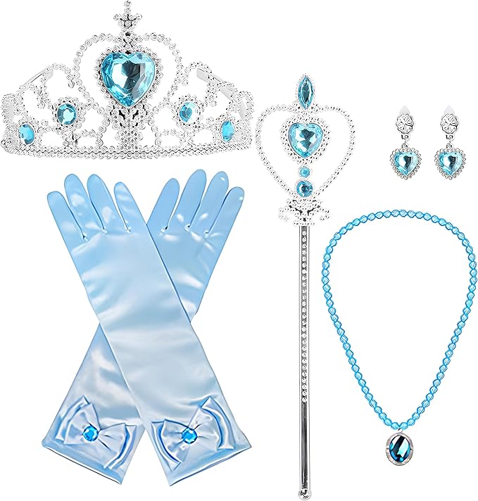 Orgrimmar Princess Dress Up Accessories Gloves Tiara Crown Wand Necklaces Presents for Kids Girls