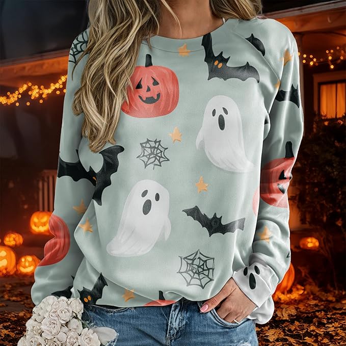 domirica Halloween Sweatshirt For Women Long Sleeve Crew Neck Sweatshirts Fall Halloween Costumes For Holiday Party 2025