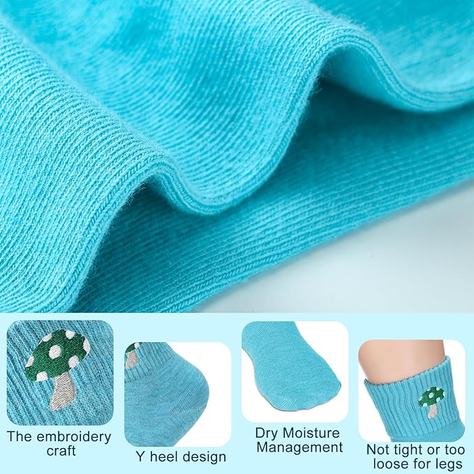 Eurzom 10 Pairs Socks Womens Crew Elastic Ankle Length Cotton Socks Aesthetic Cute Lightweight Low Cut Gifts for Women