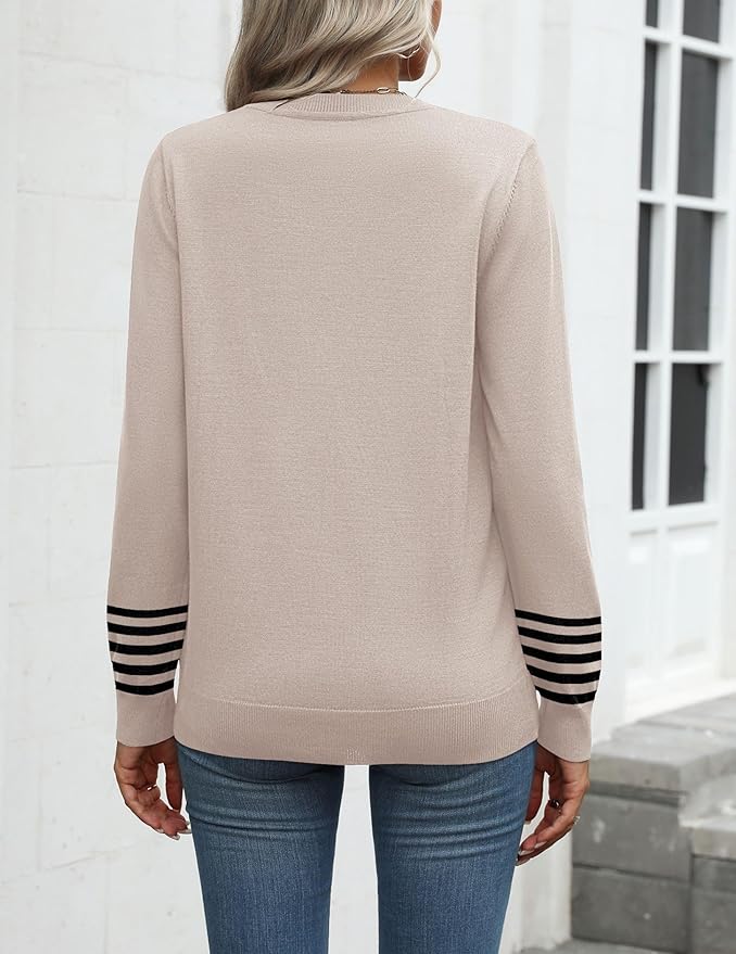Zeagoo Womens 2026 Fall Sweaters Long Sleeve Tops Classic Crew Neck Pullover Sweaters Loose Dressy Casual Basic Clothes