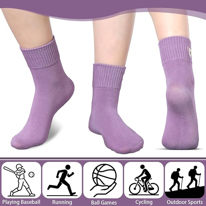 Eurzom 10 Pairs Socks Womens Crew Elastic Ankle Length Cotton Socks Aesthetic Cute Lightweight Low Cut Gifts for Women
