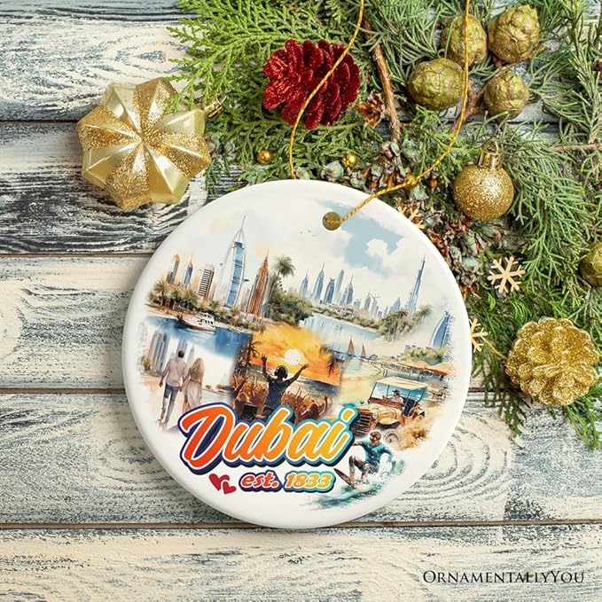 Artistic Dubai Cultural Christmas Ornament, Keepsake Souvenir and Gift