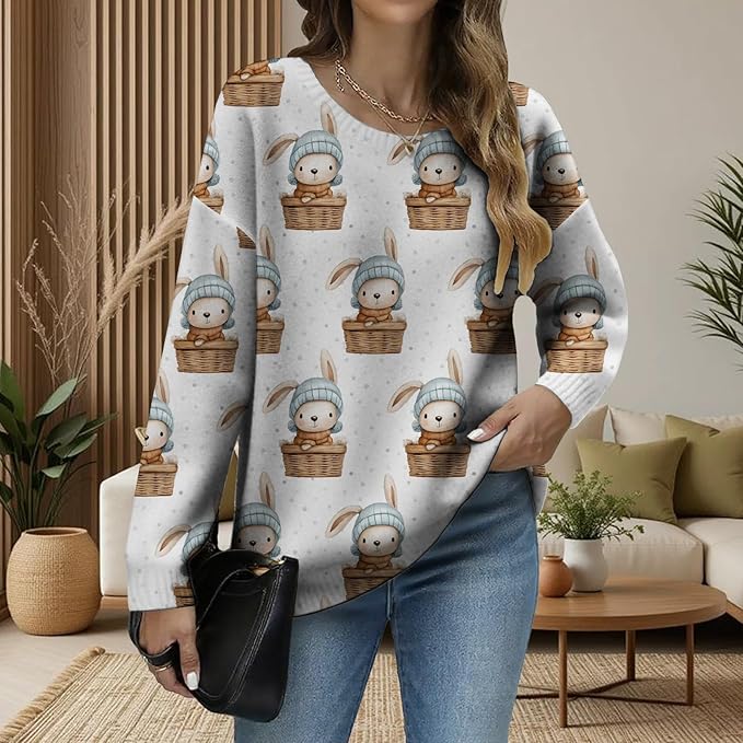 LIZALIG Women's Fall Christmas Snowman Sweater Long Sleeve Crewneck Pullover Festive Holiday Winter Outfit for Parties
