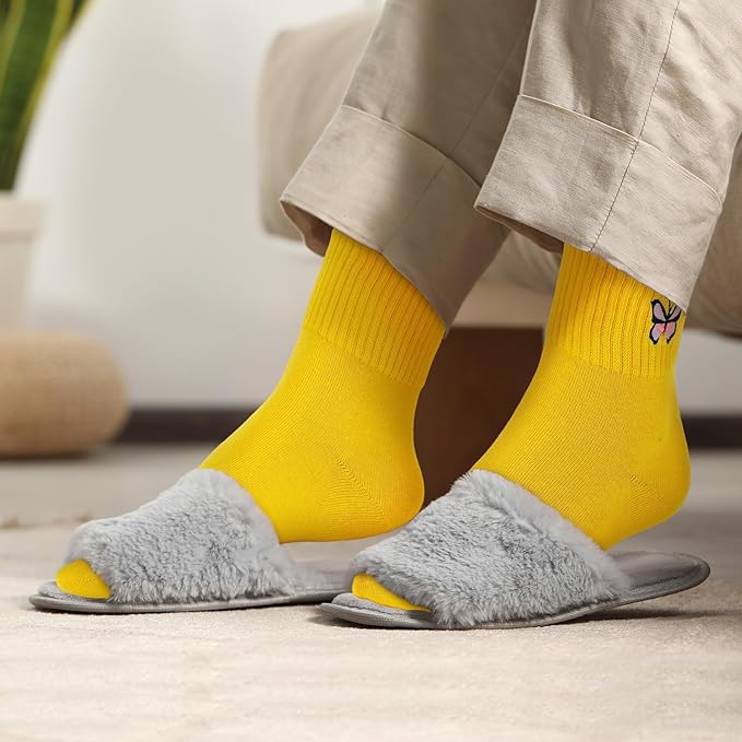 Eurzom 10 Pairs Socks Womens Crew Elastic Ankle Length Cotton Socks Aesthetic Cute Lightweight Low Cut Gifts for Women