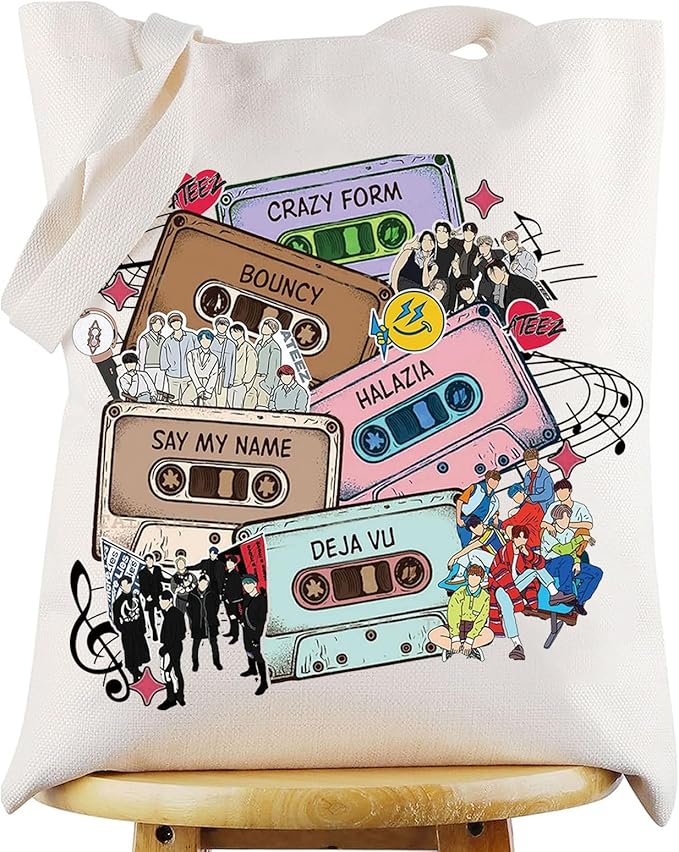 WZMPA Korean Group Fans Tote Bag Concert Fans Gift South Korea Singer Reusable Grocery Bag Concert Merchandise