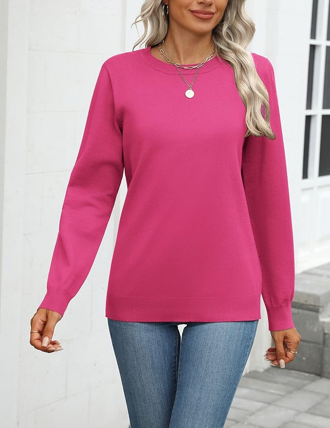 Zeagoo Womens 2026 Fall Sweaters Long Sleeve Tops Classic Crew Neck Pullover Sweaters Loose Dressy Casual Basic Clothes