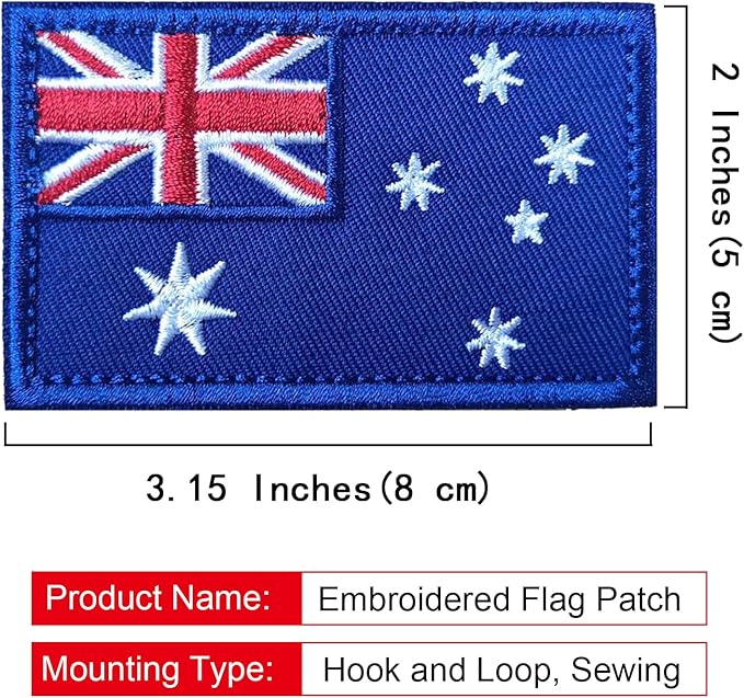 EmWoot 2PCS Australia Flag Patch Embroidered Morale Patch Military Tactical Patches Hook and Loop