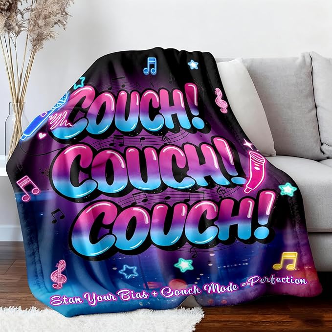 Kpop Couch! Couch! Couch! Gifts Blanket - Ultra-Soft Plush Throw Blanket for Adult, Teen Girls, Music Gifts for Women Friends K-Pop Lovers Merch Stuff, Christmas Birthday Gifts (Black, 60''x50'')
