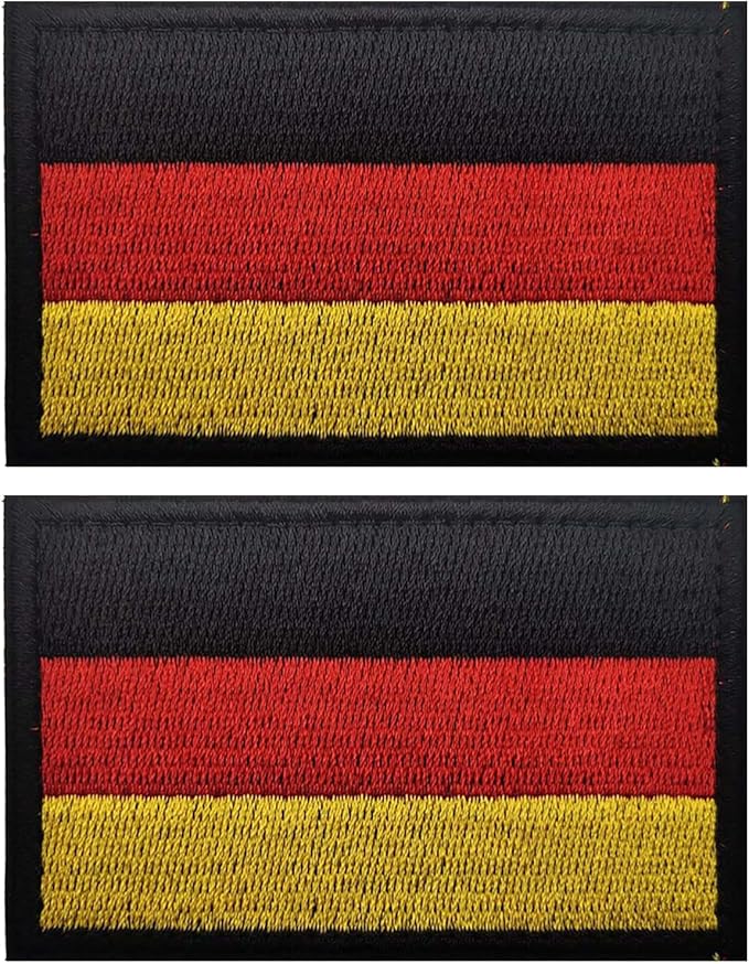 EmWoot 2PCS Germany Flag Patch Embroidered Morale Patch Military Tactical Patches Hook and Loop(Black Border)